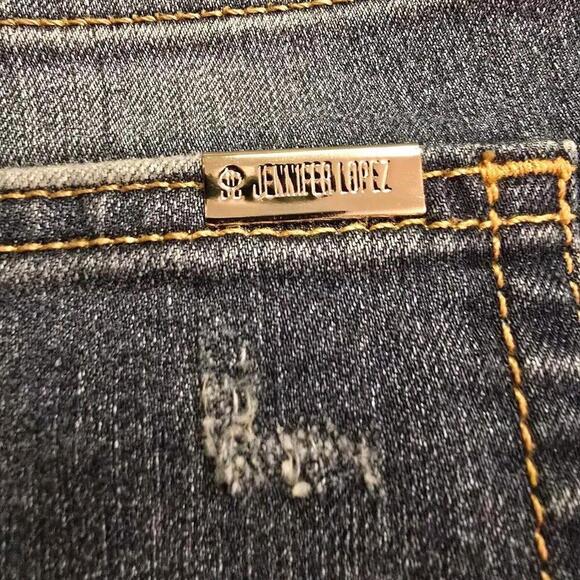 Jennifer Lopez Jeans Women 10 Blue Denim Straight Crop Stretch Distress 98-3 - Picture 7 of 7